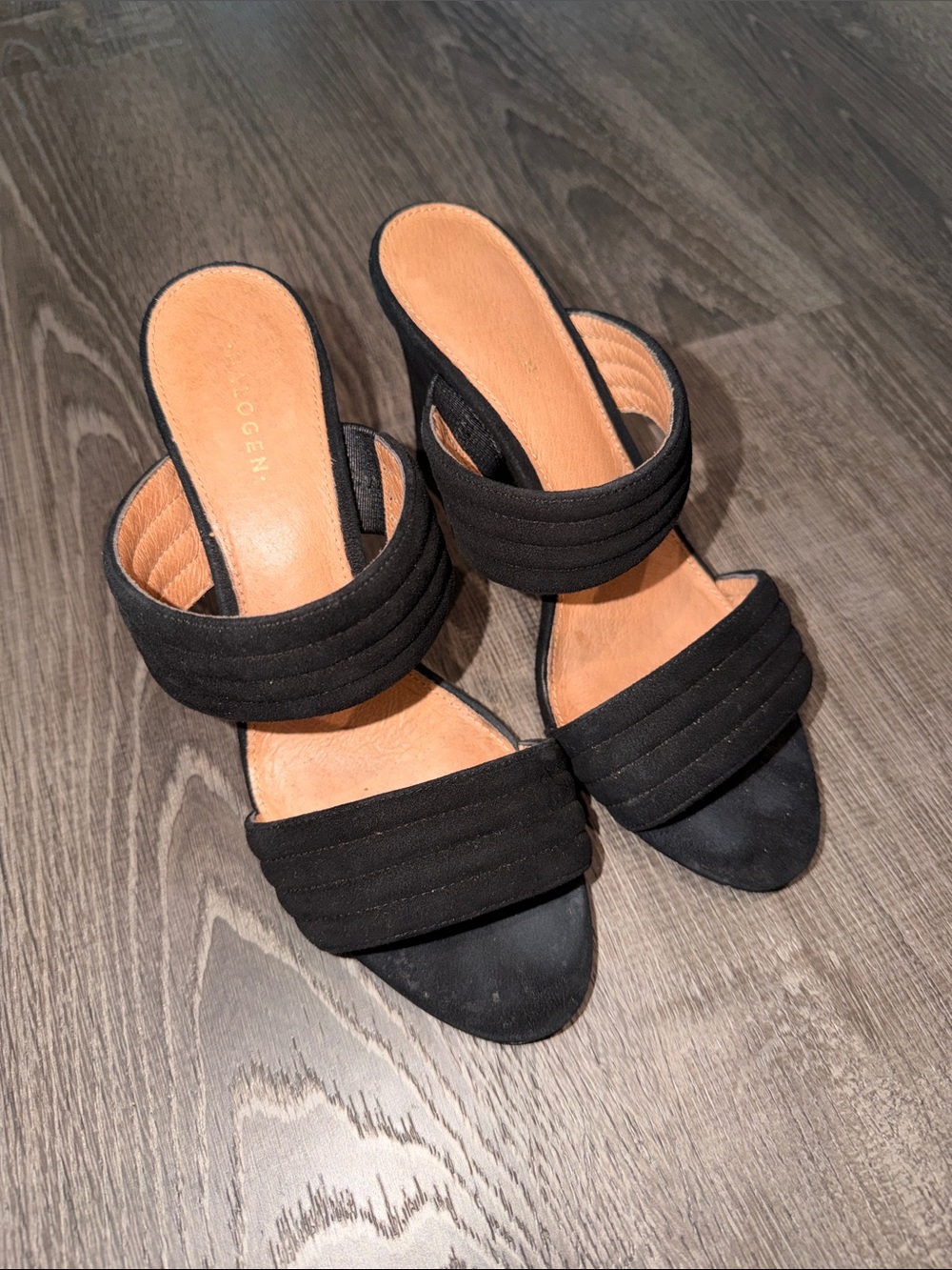 Halogen Black Double-Band Slide Heels